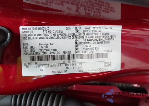 2017 Ford Focus Sel z USA, uszkodzony, nr VIN 1FADP3H28HL340565